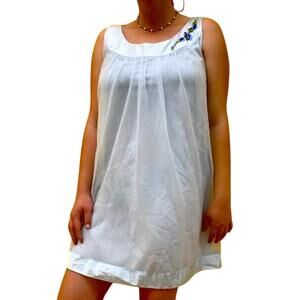 Vintage Shadowline Pastel Blue Nylon Babydoll Nightgown Size Medium